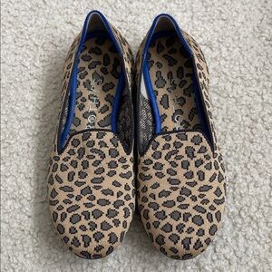 Rothy's Leopard Print Loafers with Blue Trim Size 7